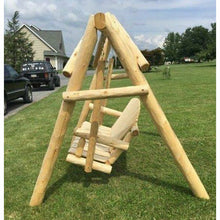 Load image into Gallery viewer, White Cedar Log Rustic Porch Swing with A- Frame 2 Sizes