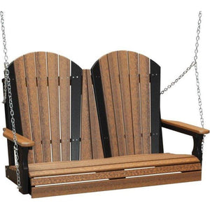 4 Foot Two-Seater Adirondack Outdoor Porch Swing In Colored Poly Lumber