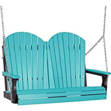 Load image into Gallery viewer, 4 Foot Two-Seater Adirondack Outdoor Porch Swing In Colored Poly Lumber