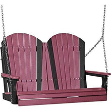 Load image into Gallery viewer, 4 Foot Two-Seater Adirondack Outdoor Porch Swing In Colored Poly Lumber