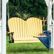 Load image into Gallery viewer, 4 Foot Two-Seater Adirondack Outdoor Porch Swing In Colored Poly Lumber