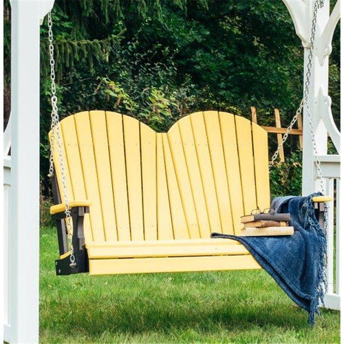 4 Foot Two-Seater Adirondack Outdoor Porch Swing In Colored Poly Lumber