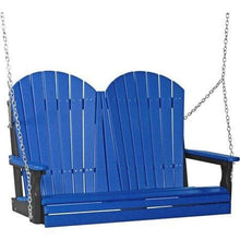 Load image into Gallery viewer, 4 Foot Two-Seater Adirondack Outdoor Porch Swing In Colored Poly Lumber