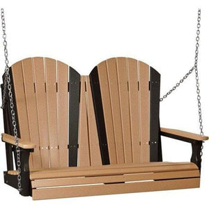 4 Foot Two-Seater Adirondack Outdoor Porch Swing In Colored Poly Lumber