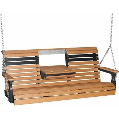 5 Foot Rollback Outdoor Porch Swing In Colored Poly Lumber