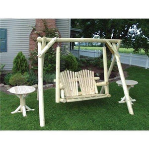 Rustic White Cedar Log Adirondack  5 Foot Swing With A-Frame