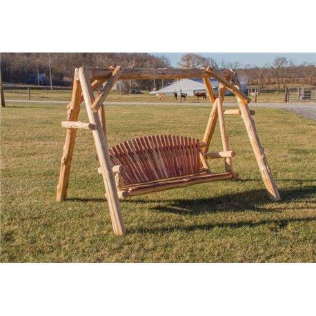 Rustic Red Cedar Log Adirondack Foot Swing With A-Frame – Float