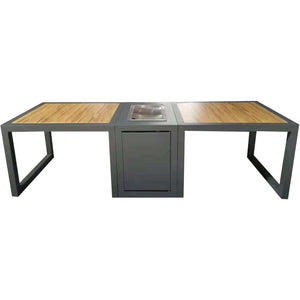 Aluminum Fire Pit Table With White/Charcoal Powder Coating (2 tables + 1 firepit table) L85.5'' x W28'' x H24''