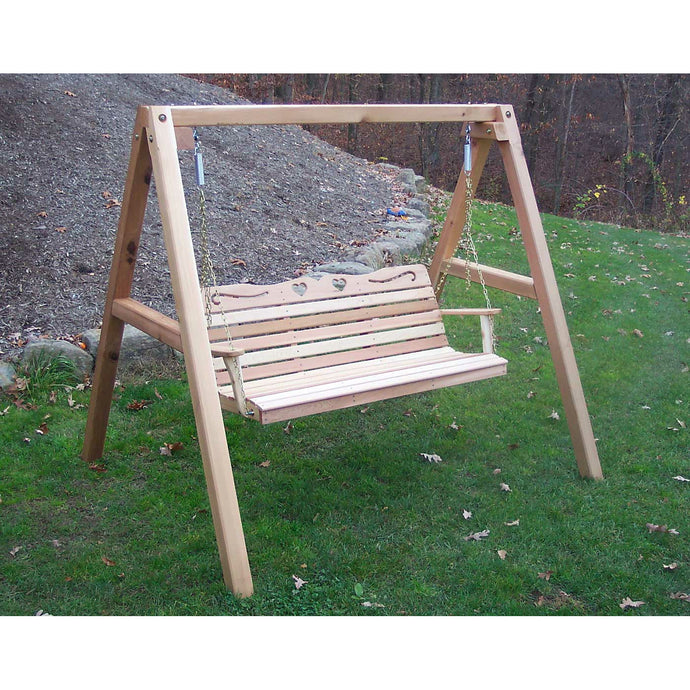 4' Cedar Country Hearts Porch Swing with Stand