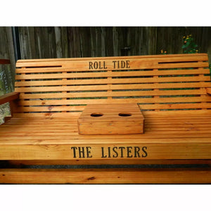 5ft Classic Pine Porch Chain Glider Swing with Stand, Memorial Bench, Letter Engraving