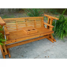 Load image into Gallery viewer, 6FT Classic Pine Porch Chain Glider with Stand, Wood Garden Bench, Personal Engraving