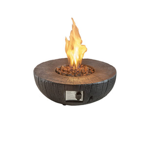 Faux Stone 28'' Ore Black Powder 30,000 BTU Exterior Propane Fire Pit with Cover and Lava Rocks