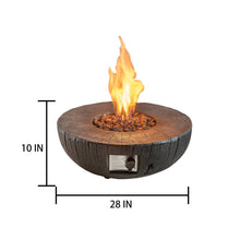 Load image into Gallery viewer, Faux Stone 28&#39;&#39; Ore Black Powder 30,000 BTU Exterior Propane Fire Pit with Cover and Lava Rocks