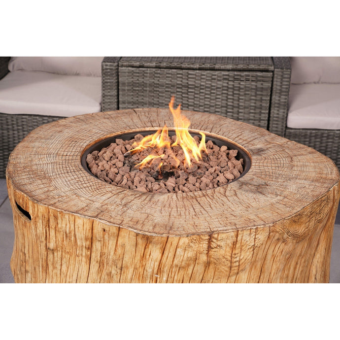 Grain Pattern Stainless Steel Patio Fire Pit Table with Rain Cover