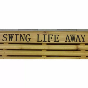 5ft Cedar Rollback Porch Swing Optional Engraved Lettering, Cupholder
