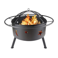 Load image into Gallery viewer, Moon And Stars Pattern Black Metal Patio Firepit