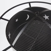Load image into Gallery viewer, Moon And Stars Pattern Black Metal Patio Firepit