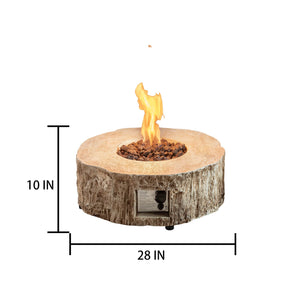 Faux Stone 28'' Ore Brown Powder 30,000 BTU Exterior Propane Fire Pit with Cover and Lava Rocks