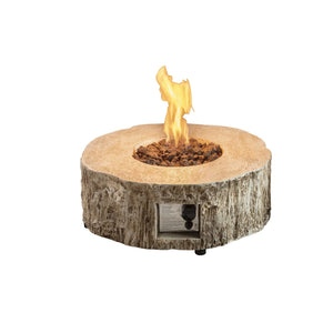 Faux Stone 28'' Ore Brown Powder 30,000 BTU Exterior Propane Fire Pit with Cover and Lava Rocks