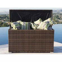 Load image into Gallery viewer, Patio Brown Wicker Storage Bin in Steel Frame