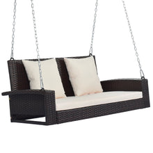 Load image into Gallery viewer, Wicker Hanging Porch Swing Complete Package Ready To Ship